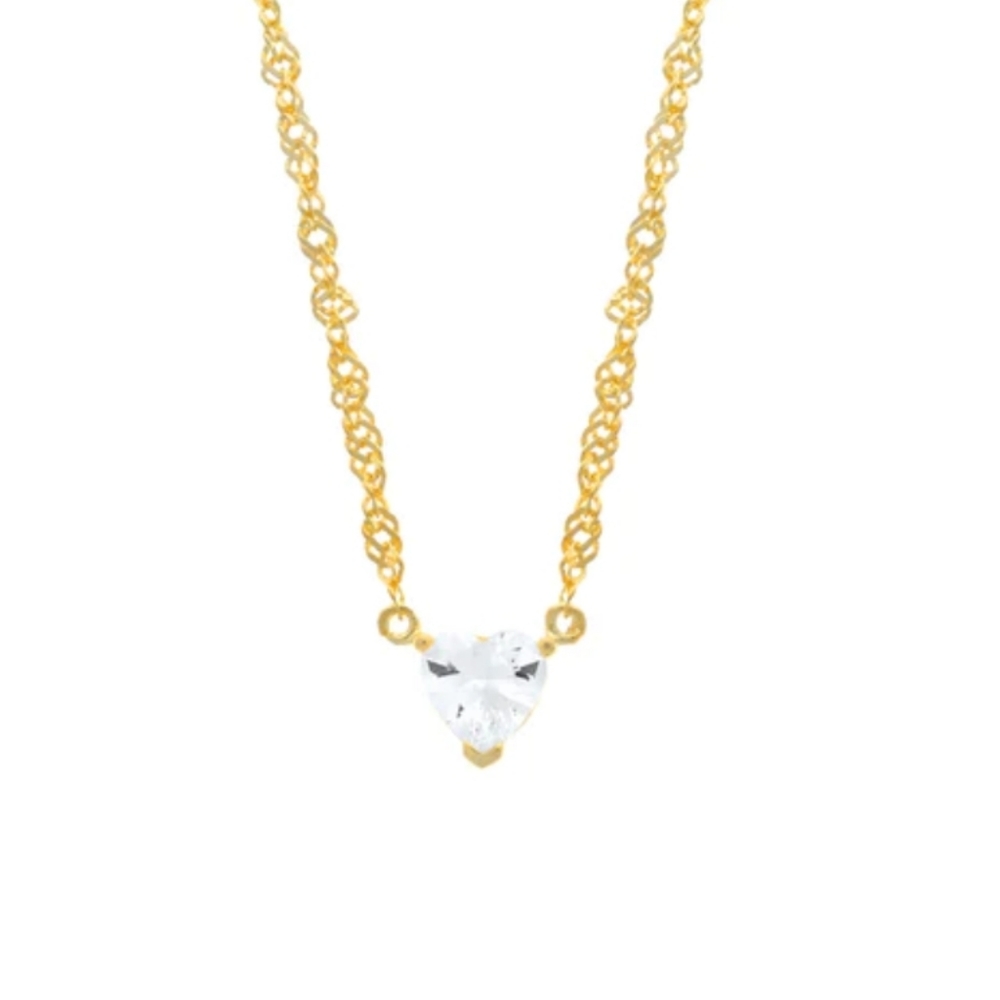 Chvker Gold Vermeil Clear Chéri Heart 925 Necklace, New